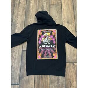 Airwalk Black Grunge Mushroom Psychedelic Skateboard Hoodie Sweatshirt Adult S